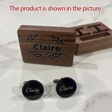Personalized Groomsmen Cufflinks And Tie Clip Set, Engraved Wedding Cufflinks, Monogrammed Accessories - Cufflinks + Tie Clip + Box Set - View 7