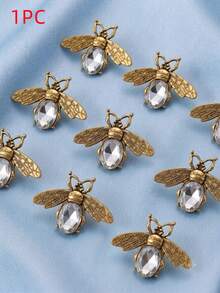 6/2/1Pc Vintage Gold Bee Rhinestone Button Covers Crystal Insect Shirt Cuff Button Caps Clip-On Cufflinks Formal Dress Clothing Accessories - Multicolor - View 7