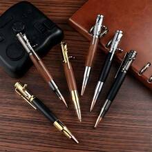 1pc High-Grade Creative Bullet Shaped Bolt Action Tactical Ballpoint Pen Black Ink Rosewood Blackwood Metal Luxury Gun Pen With Rifle Design Clip - Gun Pen - View 7