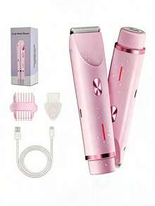 2-In-1 Women's Electric Body Trimmer & Bikini Trimmer, Rechargeable Ceramic Blade Rotary Shaver, Detachable And Washable, Suitable For Sensitive Areas, Underarms, Legs And Facial Hair, USB-C Interface, Wireless Portable Travel Design - Size - View 13
