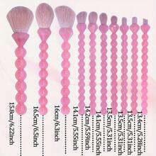 10pcs Pink Round Makeup Brushes + 3 Powder Puffs Full Set - Perfect For Blending Foundation, Blush, Contour And Kabuki Brush - Fresh And Flawless Basic Beauty Tools For Applying Liquid Foundation, Face Mask, Cream And Other High-End Makeup, Suitable For All Skin Types, Fragrance-Free - Multicolor - View 4