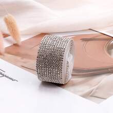 1 Roll 12-Row Self-Adhesive Crystal Rhinestone Ribbon - DIY Sequin Sticker Roll, Suitable For Handicrafts, Phone And Car Decoration, Jewelry Making Supplies, Diamond Shape - A - View 15