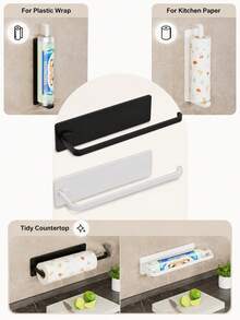 2/1pc Kitchen Towel Rack - Non-Slip Bar Design, Suitable For Bathroom, Kitchen And Cabinet - Easy Installation, Self-Adhesive Paper Towel Holder Under Cabinet, Suitable For Kitchen, Bathroom, RV And Hotel Wall-Mounted Towel Rack - Multicolor - View 7