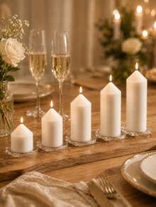 White Pointed Cylindrical Candle, 5cm Diameter, Smokeless And Odorless, Suitable For Home Decor, Wedding, Party, Dining Table, Church Prayer, Ramadan, Christmas, Thanksgiving, Halloween, Relaxation Meditation And Ambient Lighting - White Pointed Cylinder - View 5