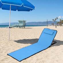 1 Pcs Portable Beach Chair Folding Beach Lounge Chairs For Adults With Back Support,5 Position Adjustable Mat Chair Lightweight Tanning Chair For Outdoor Sand Camping Sunbathing - A - View 5