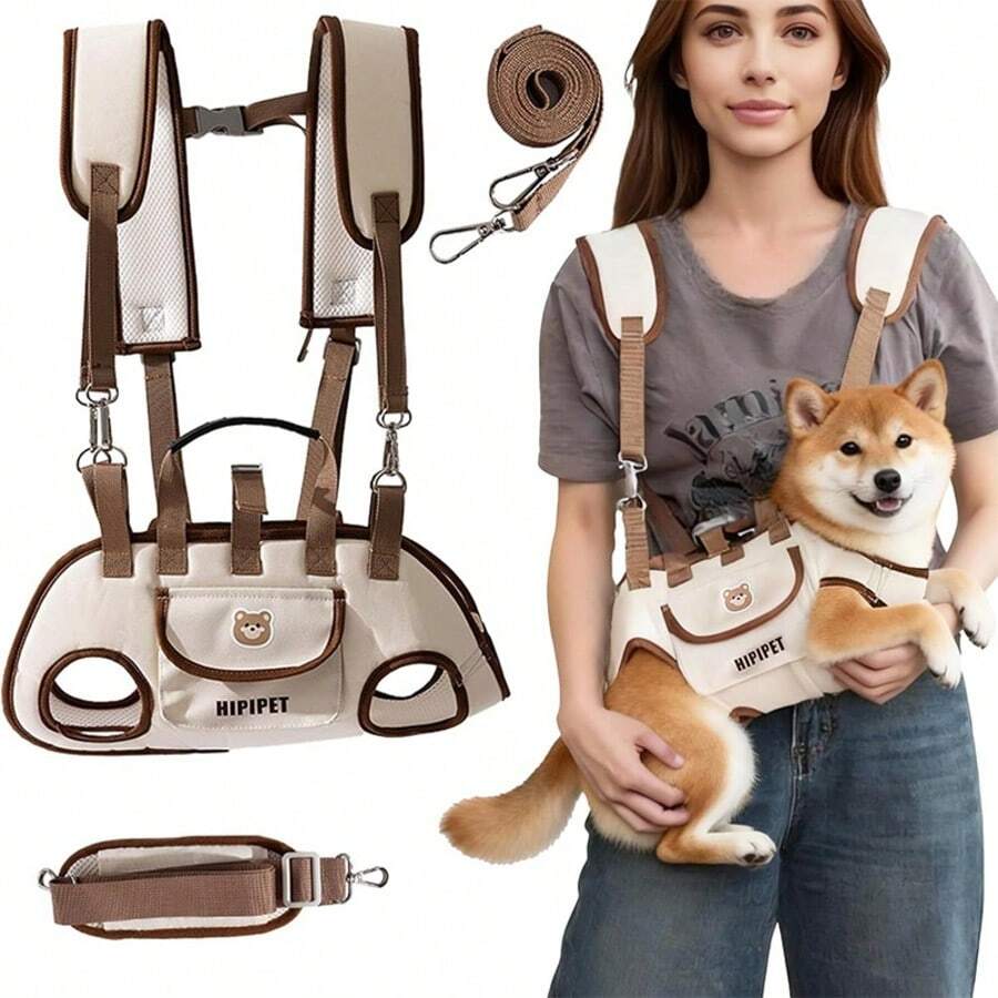 Cute Breathable Mesh Pet Backpack, Suitable For Small And Medium Dogs And Cats, Outdoor Travel With Adjustable Shoulder Straps