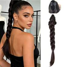 Synthetic 14Inch Long Twist Braid Claw Clip Ponytail Extensions Fluffy Heat Resistant Ponytail Hair Accessories For Women - Multicolor - View 1