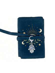 Tarot Card Pouch Star Moon Evil Eye Velvet Tarot Bag, Tarot Card Storage Roll Bag, Divination Card Storage Bag, Board Game Card Protective Case, Scroll-Style Card Bag, Suitable For Divination Enthusiasts, Occult Players, Perfect For Halloween, Birthday Holiday Gifts, Dust-Proof And Scratch-Resistant Card Protection, Home Meditation Gathering Tie-Wrap Card Storage Bag With Fatima Hand Pendant - Multicolor - View 13