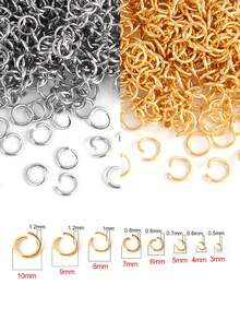 100-200pcs Stainless Steel Open Jump Rings Split Ring Connectors For DIY Jewelry Making Wholesale Supply Handmade Craft Materials Open Rings Metal Link Rings Iron Rings Necklace Connectors Bracelet Accessories Silver Gold - Multicolor - View 1