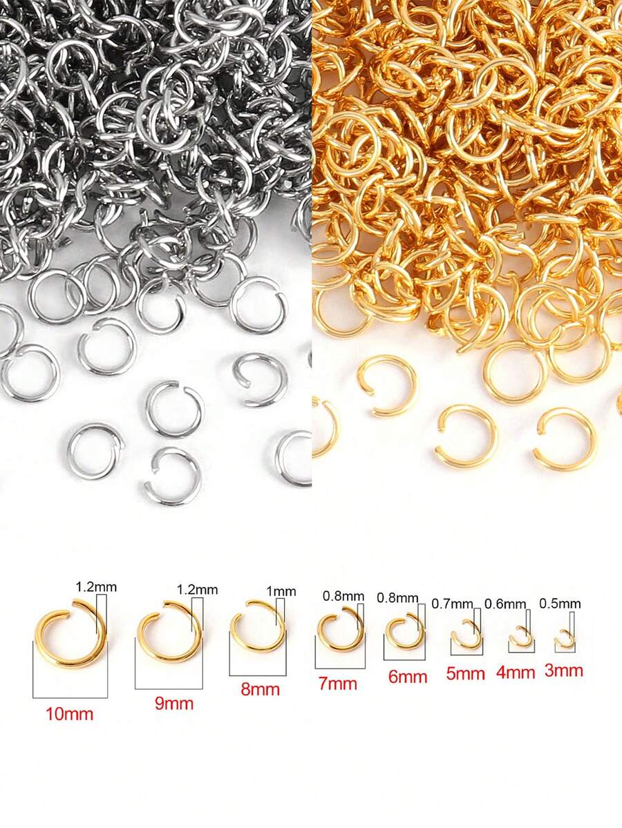 100-200pcs Stainless Steel Open Jump Rings Split Ring Connectors For DIY Jewelry Making Wholesale Supply Handmade Craft Materials Open Rings Metal Link Rings Iron Rings Necklace Connectors Bracelet Accessories Silver Gold - Multicolor - View 1