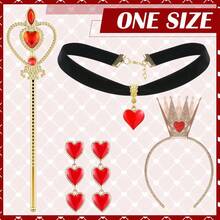 4pcs Queen Of Hearts Party Costume Accessories, Heart-Shaped Headband, Crown, Hairband, Scepter, Sexy Women's Halloween Costume, Prom, Music Festival, Carnival Party - Multicolor - View 6