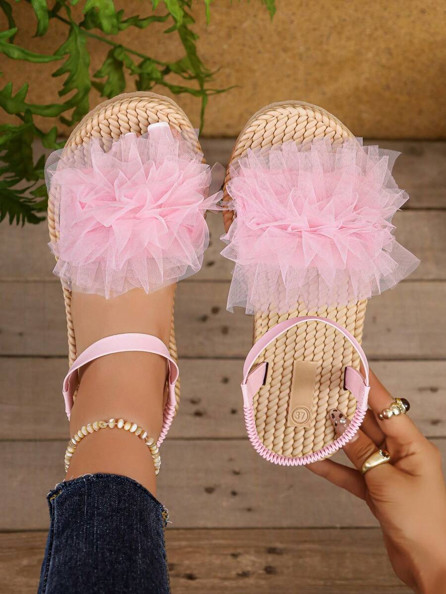 Women's Mesh Daily Versatile Fashion Flat Sandals - Baby Pink - View 1