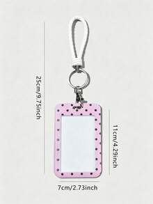 Polka Dot Pattern Fashionable Personalized Retractable Card Holder, Keychain Pendant Bag Decoration, Student ID & Transit Card Protective Sleeve, Suitable For Office Workers And Students Daily Use - Multicolor - View 7