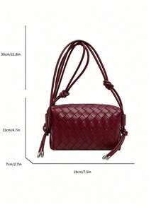 Niche Woven Chic Small Bag For Women, New Fashion Versatile Crossbody Square Bag, Korean Style Shoulder Bag - Burgundy - View 7