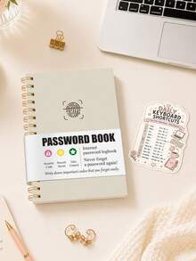 1 Set Password Organizer Book With Keyboard Shortcut Sticker, Track Website Login, Username, Password Hint, Email & Notes, Office Desk Accessories Office Supplies For Work, Home & Halloween Gifts - A6 - View 9