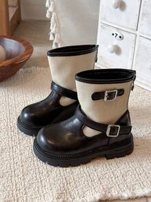 Girls' Cute Boots, Children's Mid-Calf Ankle Boots, Non-Slip And Wear-Resistant - Black - View 4
