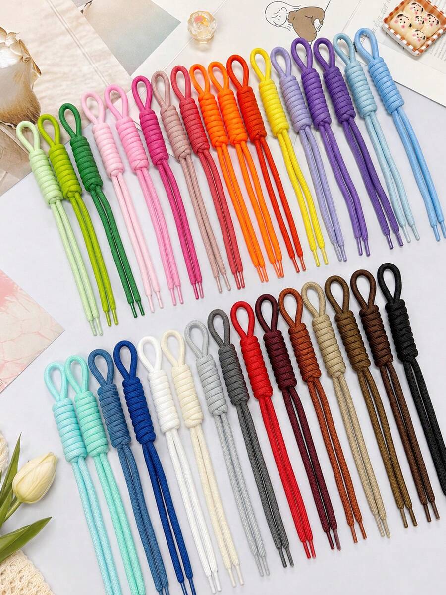10/20pcs Colorful Nylon Cord, Jewelry Making Handmade Braided Rope, Suitable For Keychains, Backpack Accessories, Christmas Gifts, Holiday Decorations - Solid Color - View 1