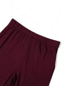 Leopard Print Skinny Shorts, Comfortable Summer Bottoms - Burgundy - View 5