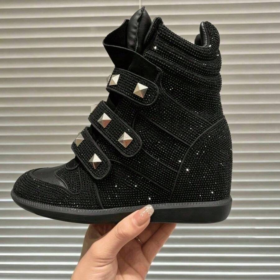 Women Wedge Sneakers - 黑閃鑽 - 查看 1