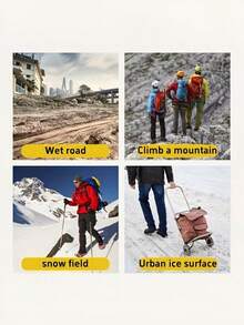 1雙冬季防滑橡膠冰爪，中性款10齒抓地鞋釘，適用雪地與冰面，黑色，易於安裝，戶外安全使用 - 彩色 - 查看 4