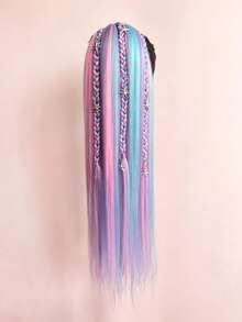 Matte Colorful Rope Ponytail Crochet Hair Extension Hand-Woven Performance Braided Ponytail Wig Hair Tie Hair Band - Multicolor - View 12