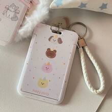 1pc Cute Kitten Sliding Card Cover - Star Chasing Love Bean Card, Protective Cover, Student Meal Card, Bus Card, School ID Card, Bank Card Access Control, School Supplies, Learning Storage Card Cover, Good Helper - Multicolor - View 5