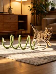 1pc Foldable Cat Tunnel, Spiral Cat Tunnel Interactive Toy For Self-Entertainment, Interactive Self-Play Training Toy, Suitable For Single Cat And Multi-Cat Households, Foldable And Easy To Store Indoor Cat Toy With Detachable Bell, No Power Required, Makes Rustling Sound, Suitable For Cats, Rabbits, Puppies, Ferrets And Other Pets, Ideal Choice And Gift For Cat Lovers - View 8