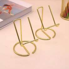 Iron Desktop Phone Stand, Luxury Gold Metal Material, Stable Support To Free Hands, Can Hold Phone And Cards, Minimalist Versatile Design, Suitable For Bedroom, Kitchen, Office Desktop Placement, Home Office And Binge-Watching, Textured Wear-Resistant Multi-Functional Display Stand - A - View 5