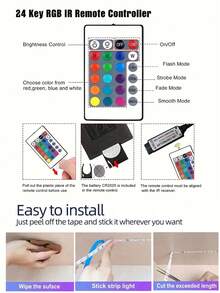 RGB LED Light Strip, Color Changing Adjustable, With Remote Control, USB Powered, Flexible Design, Suitable For Living Room, Bedroom, Party, Holiday, Halloween, Christmas Decoration - Multicolor - View 8