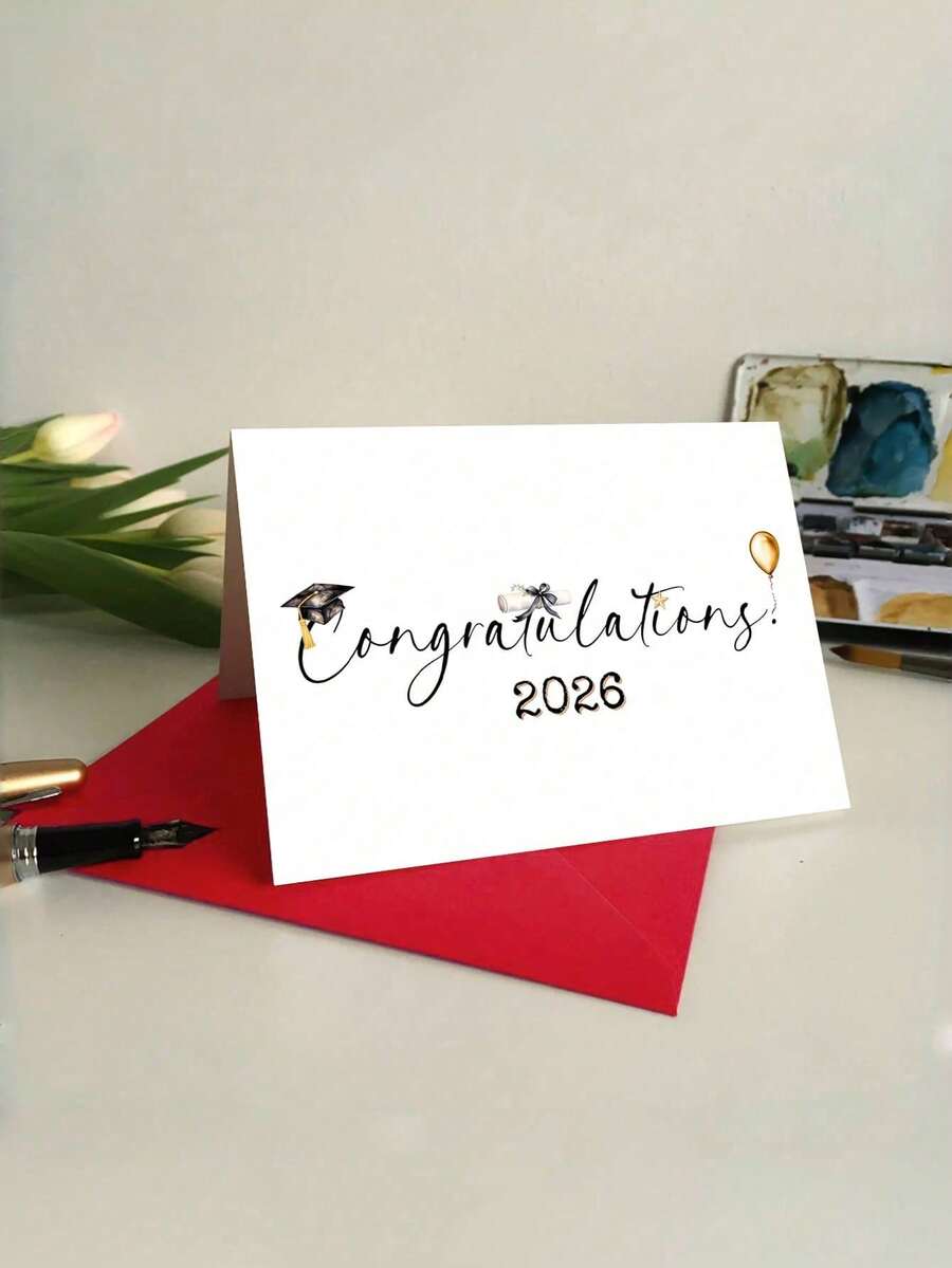 OBOVAY 1pc 2026 Graduation Card With Envelope - Congratulations Greeting Card For Daughter & Son - Perfect Graduation Gift For High & College Graduates, Blank Inner Page For Writing - New Arrival - View 1
