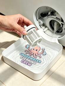 Printed With Octopus "CLEANING UNDERWATER CREM", With Opening Rotator, Universal Flow Guide, Ideal Water Collector, Portable Leak Proof Tray For Washer/Dryer, Non-Slip Waterproof Drip Pan With Raised Edge, Prevents Laundry Room Spills - Multicolor - View 1