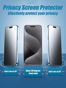 Gorilla Hero 2 piezas Protector de pantalla de vidrio templado antiespia mate, cobertura completa, protección de privacidad, anti-arañazos, compatible con Apple X/XR/11/12/13/14/15/16/17/17 Air/17 Pro/17 Pro Max Series - Negro - Ver 4