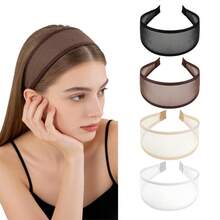 1pc Wide Mesh Headband, High Crown Non-Slip Fashion Commute Hair Accessory, Practical Hairline Coverage, Dual-Use Skincare Styling Accessory, Suitable For Home Skincare, Daily Outings, Beach Vacation And Travel Essential Fashion Item - Multicolor - View 1