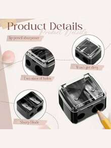 JINSHEE6/3/2pcs Pencil Sharpener Cleaning Brush Set, Two In One Manual Cleaning Brush With Cleaning Brush, Suitable For Eyebrow Pens, Eyeliner Pens, Lipliner, Various Cosmetic Pens, Convenient Travel Beauty Tools Cleaning Set - Black - View 2