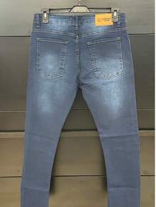 Men's Slim Fit Premium Denim Jeans With Lycra Stretch - פוף כחול - ראה 5