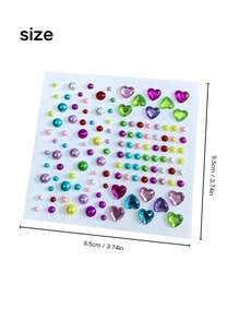 Set Stiker Wajah Hati Mutiara Warna-warni Macaron dengan Pinset, Stiker Rhinestone 3D Warna Campuran, Dekorasi Rias Mata dan Wajah Perekat Sendiri untuk Fotografi Anak Perempuan, Riasan Mata Kreatif - MultiWarna - View 10