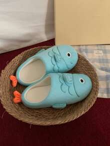 XIXITIAO Cute Carp‑Shaped Closed Toe Slippers, Lightweight Cozy Warm Home Slippers For Autumn Winter - Blue - View 4