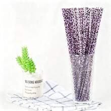 10/20pcs Reusable Leopard Print Plastic Straws With 1/2pcs Cleaning Brush, Suitable For Women's Water Cups, Fit For Birthday Party Drinking - Multicolor - View 4