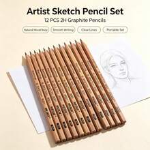 Mark Professional Art Drawing Natural Wood 2H Pencil Charcoal Sketching Set Writing Learning Stationery Calligraphy Art Drawing Pencil - Natural Wood Color - View 1