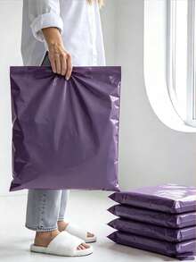 Packaging Bags Self-Sealing Courier Bags Multi-Size Waterproof Mailing Envelopes Thickened Plastic Packaging Bags Leakproof Tear-Resistant Multi-Purpose Minimalist Packaging Bags Suitable For Office, Clothing Packaging Backside - Grape Purple - View 7