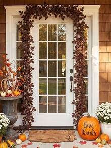 1/2pcs 6.7ft Autumn Artificial Vine Garland, Red-Brown Leaves Faux Plant, Autumn Halloween Decoration - Autumn Colors - View 7
