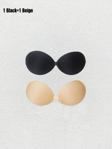 2 Pairs Invisible Adhesive Push-Up Bras, Strapless Lift Bra, Self-Adhesive Nipple Covers, Reusable Front-Closure Strapless Bra, And Strapless, Shoulderless Adhesive Bra Pads Designed For Strapless Dresses And Vacation - Black - View 8