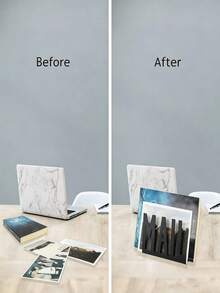 Modern Minimalist Black Metal Hollow Mail Letter Organizer, Desktop Mail Sorting File Organizer, Office Envelope Document Storage, Simple Decorative - Multicolor - View 5