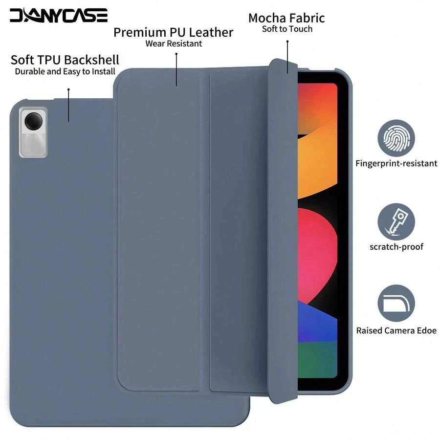 Smart Flip Cover Case For 11-Inch Pad SE (2023), 12.1-Inch Pro (2024), 11-Inch 2 (2025), Auto Wake/Sleep, Solid Color TPU Material, Protective - Purple - View 1
