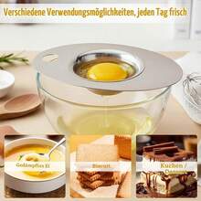 1-Piece Stainless Steel Egg Separator, Egg Yolk Separator, Egg White And Yolk Separator - Silver - View 3