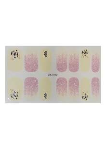 1 Sheet Unique, Simple, And Elegant Full-Coverage Nail Stickers. Featuring A Pink Gradient And Pure Gold Design, These Stickers Are Accented With Various Rhinestones And Sparkling Embellishments, Making Them Perfect For Women And Girls. - Gold - View 4