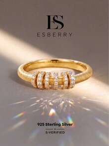 1pc Elegant Zirconia Inlaid Women's Ring, Suitable For Daily Wear, Holiday Gift, Or As A Beautiful Jewelry Gift For Friends - Brushed Lucky Ring - View 1