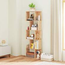 Estante de 5 níveis, unidade de armazenamento em forma de S com prateleiras, 60 x 24 x 184,5 cm, efeito madeira natural - A - Ver 10