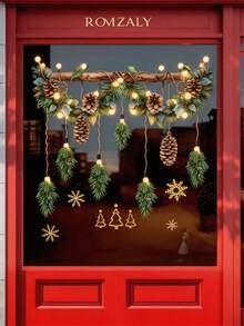 New 1pc Christmas Pinecones Static Window Clings Sticker Snowflake ...