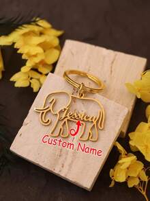 1pc Personalized Stainless Steel Keychain With Floral Pattern - Elegant Engraved Initial And Name, Suitable For Graduation, Christmas, Halloween, Valentine's Day Gifts - Multicolor - View 15